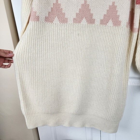 SO Turtleneck Knit Dress Sweater Ivory Pink Oversized Size M - Picture 13 of 15